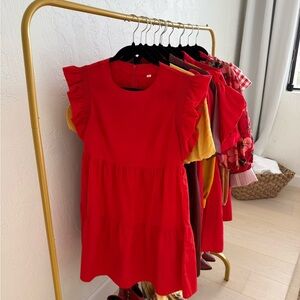 Red Ruffle Sleeve Dress